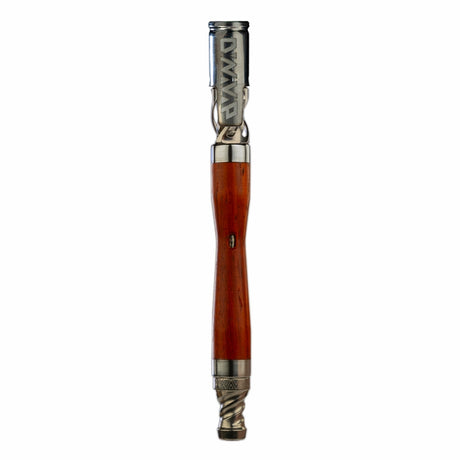 dynavap woodwynd vaporizer stood upright on white background with dynavap branded cap