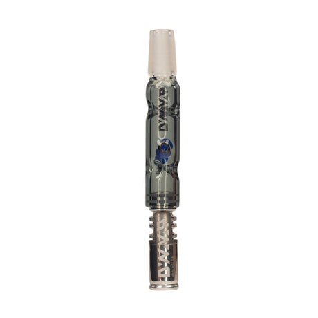 grey glass bb3 stem with blue beads paired with dynavap tip & cap