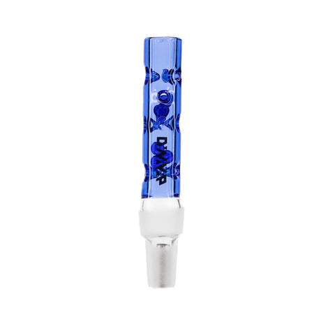 blue dynavap BB6 glass stem with 6 blue internal cooling beads stood upright on white background