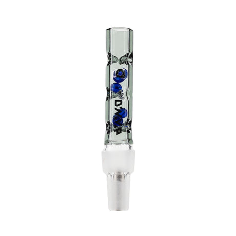 grey dynavap BB6 glass stem with 6 blue internal cooling beads stood upright on white background