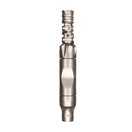 dynavap titanium VonG vaporizer without cap stood upright on white background