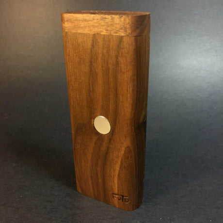 walnut futostash XL for dynavap stood upright on grey background