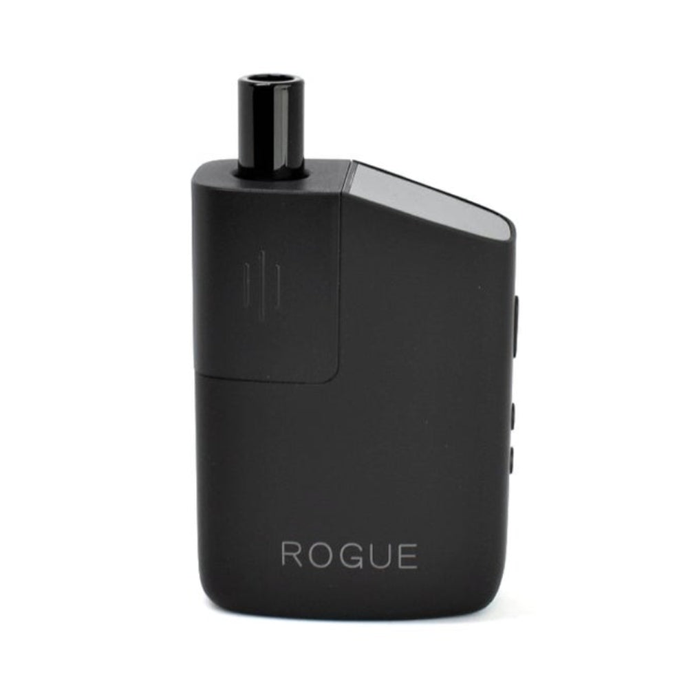 healthy rips rogue SE vaporizer paired with accessory attachment and glass mouthpiece set on white background