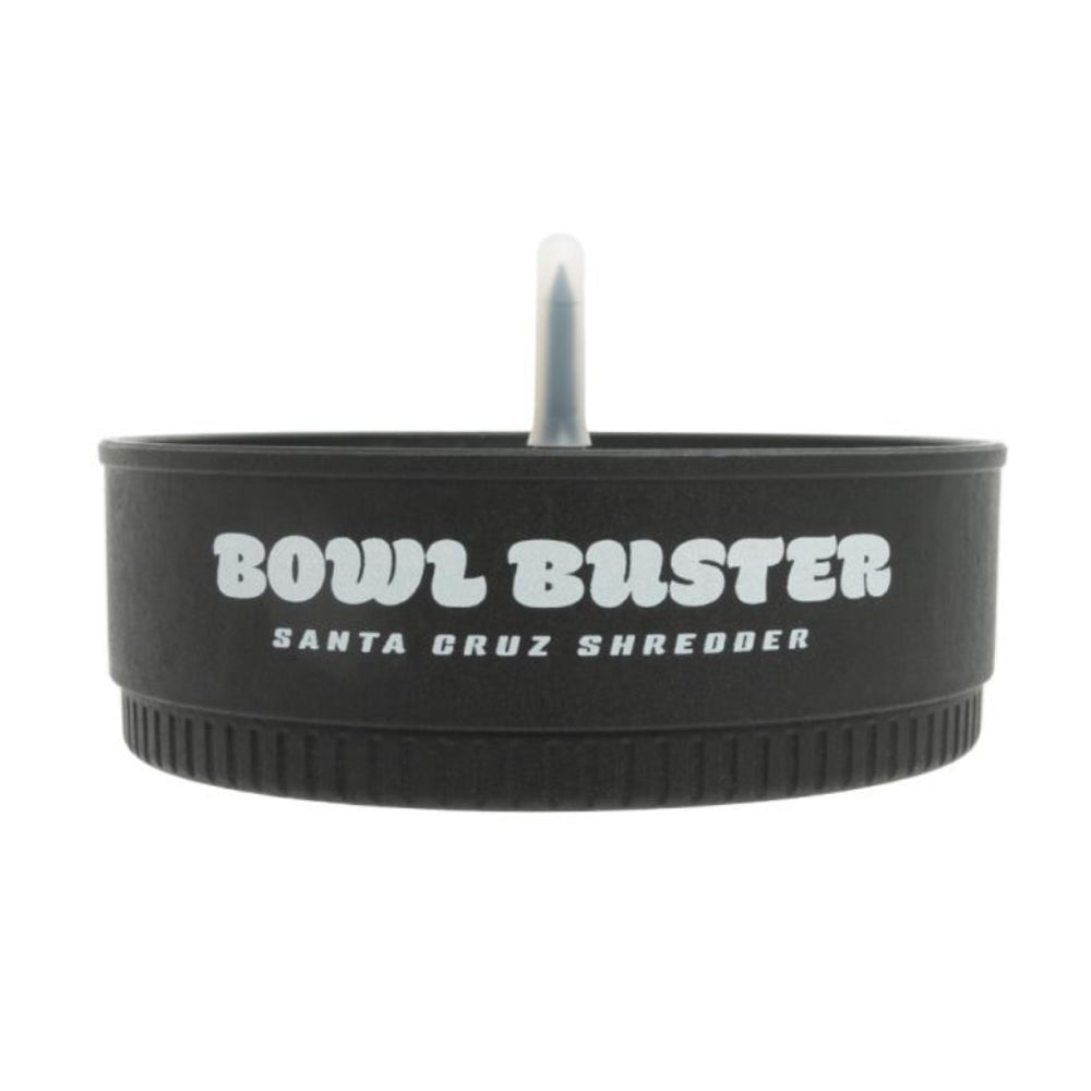 black santa cruz hemp bowl-buster sat on white surface