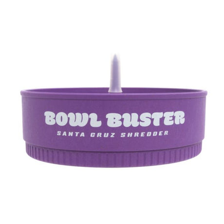 purple santa cruz hemp bowl-buster sat on white surface