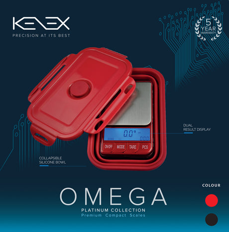 kenex branded graphic of omega platinum collection scales