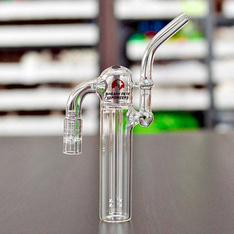 sneaky pete bubblemax glass water bubbler for use with arizer vaporizers upright on table